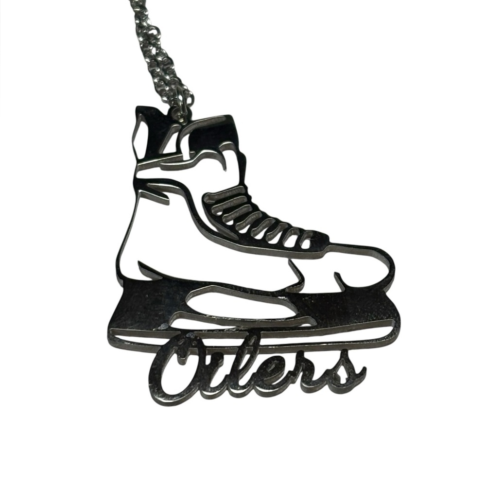 Custom engraved Silver Ice Skate Pendant Necklace
